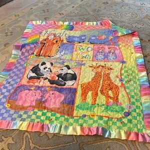 Noah’ Ark Colorful Animal Patchwork Baby Quilt - Multicolor $20